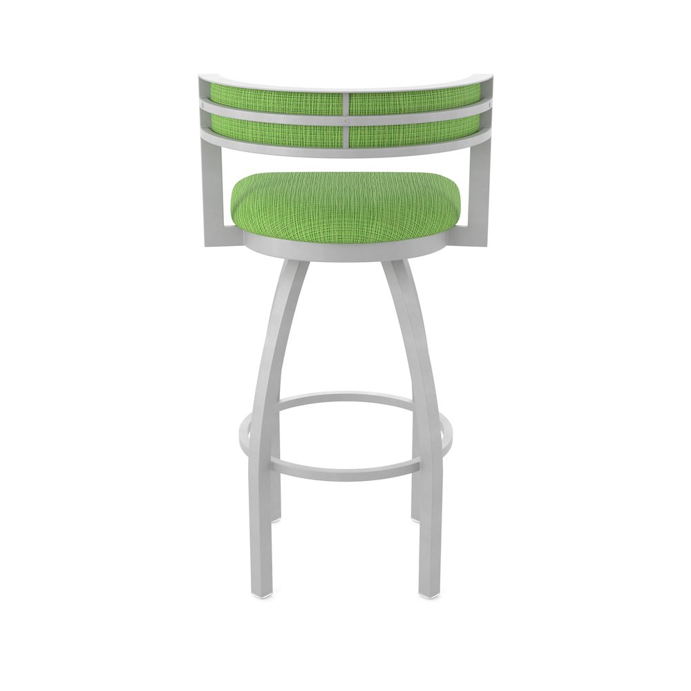 Swivel Counter Stool with Anodized Nickel Finish and Graph Parrot Seat and Back. Picture 6