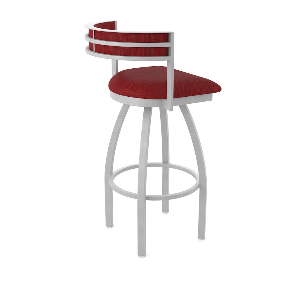 Swivel Counter Stool with Anodized Nickel Finish and Graph Ruby Seat and Back. Picture 2