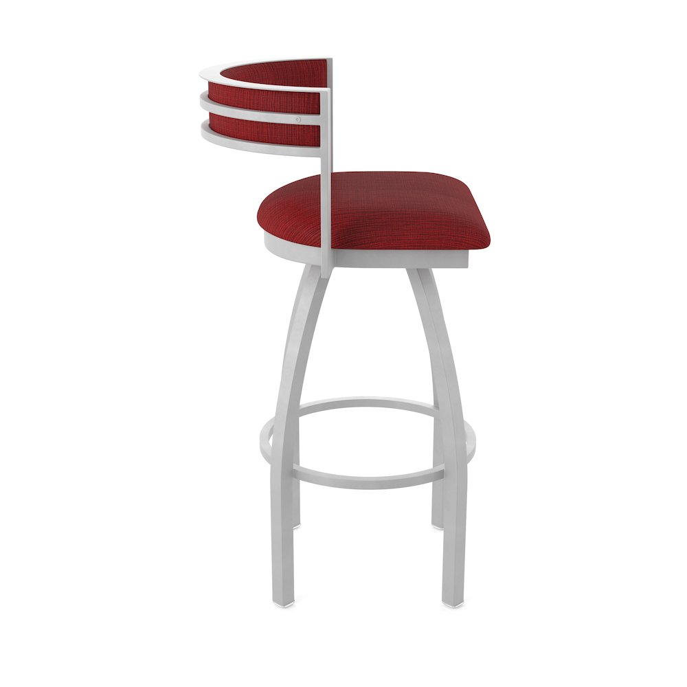 Swivel Counter Stool with Anodized Nickel Finish and Graph Ruby Seat and Back. Picture 4