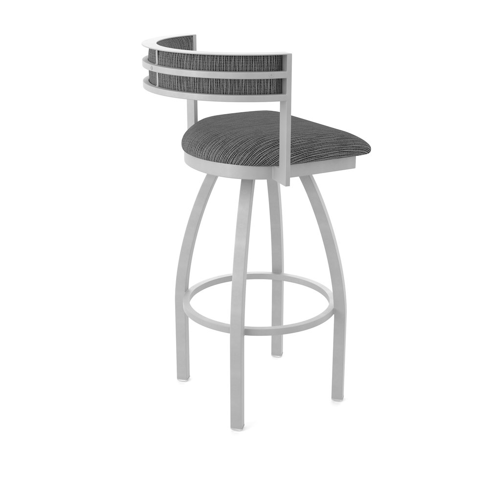 Swivel Counter Stool with Anodized Nickel Finish and Graph Coal Seat and Back. Picture 2
