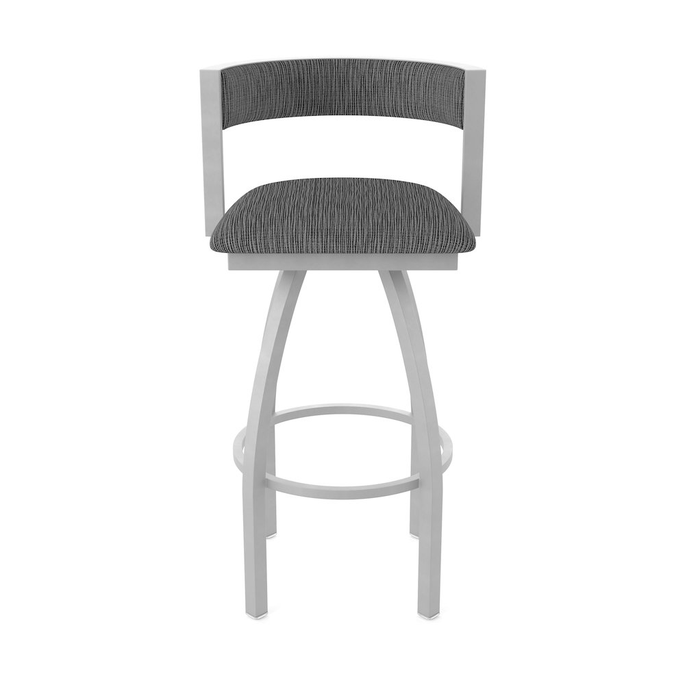 Swivel Counter Stool with Anodized Nickel Finish and Graph Coal Seat and Back. Picture 5