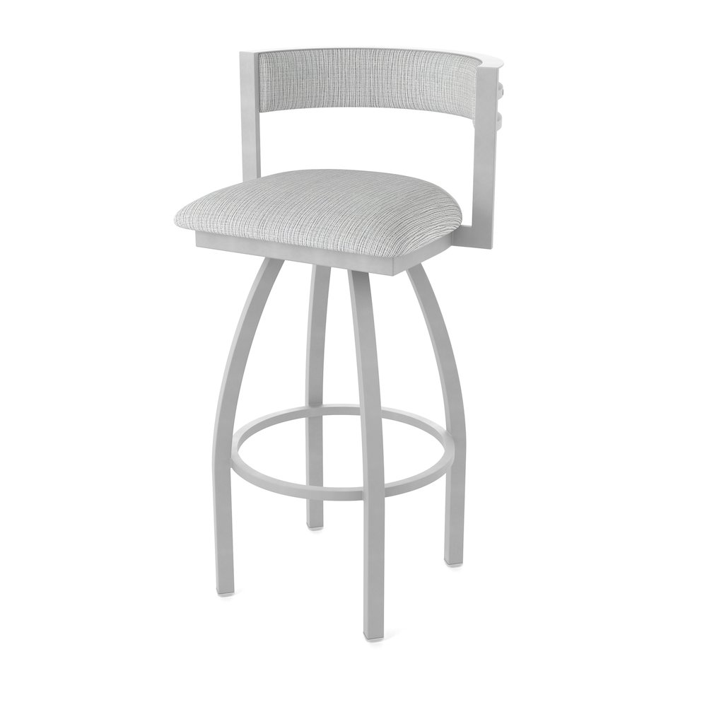 Swivel Counter Stool with Anodized Nickel Finish and Graph Alpine Seat and Back. Picture 1