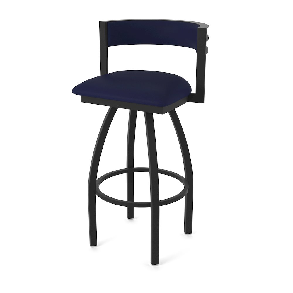 Swivel Counter Stool with Black Wrinkle Finish and Canter Twilight Seat and Back. Picture 1