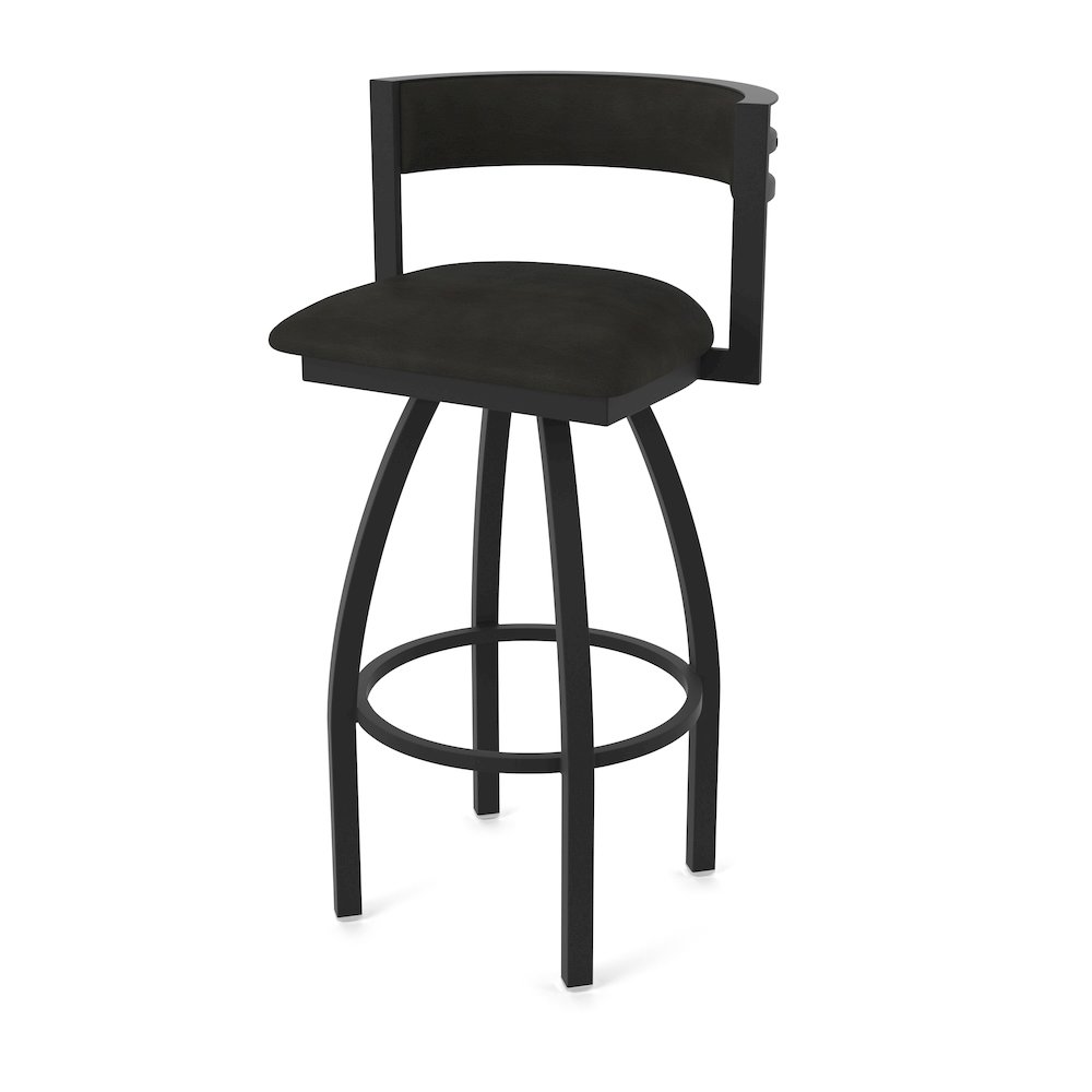 Swivel Counter Stool with Black Wrinkle Finish and Canter Espresso Seat and Back. Picture 1