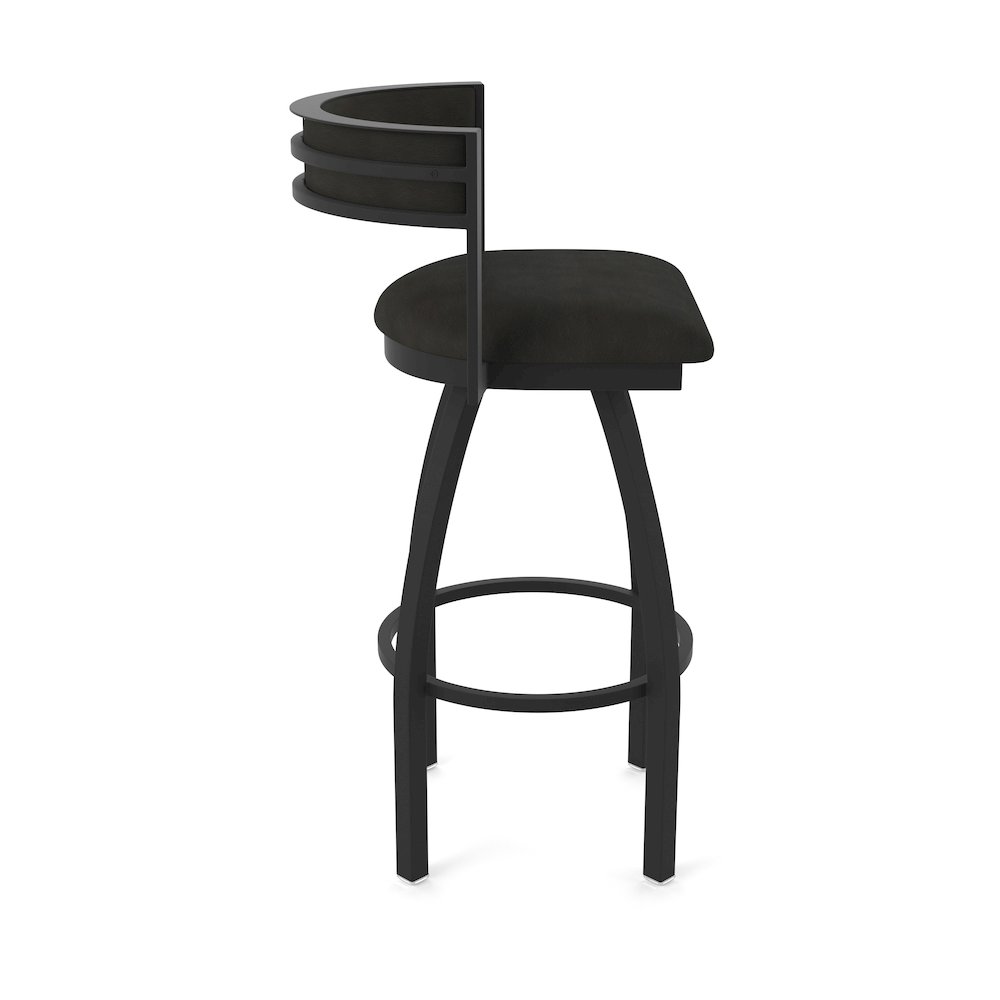 Swivel Counter Stool with Black Wrinkle Finish and Canter Espresso Seat and Back. Picture 4