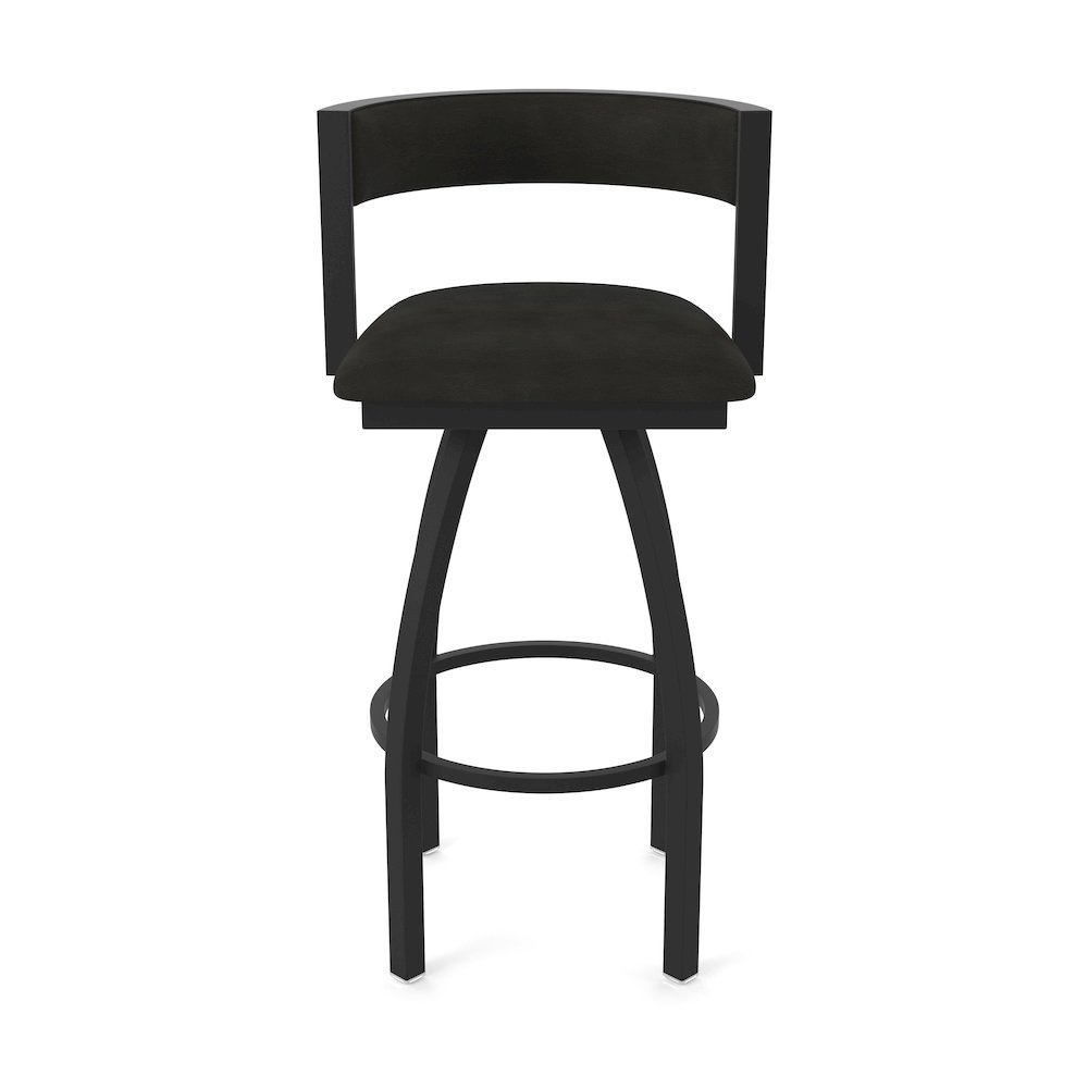 Swivel Counter Stool with Black Wrinkle Finish and Canter Espresso Seat and Back. Picture 5