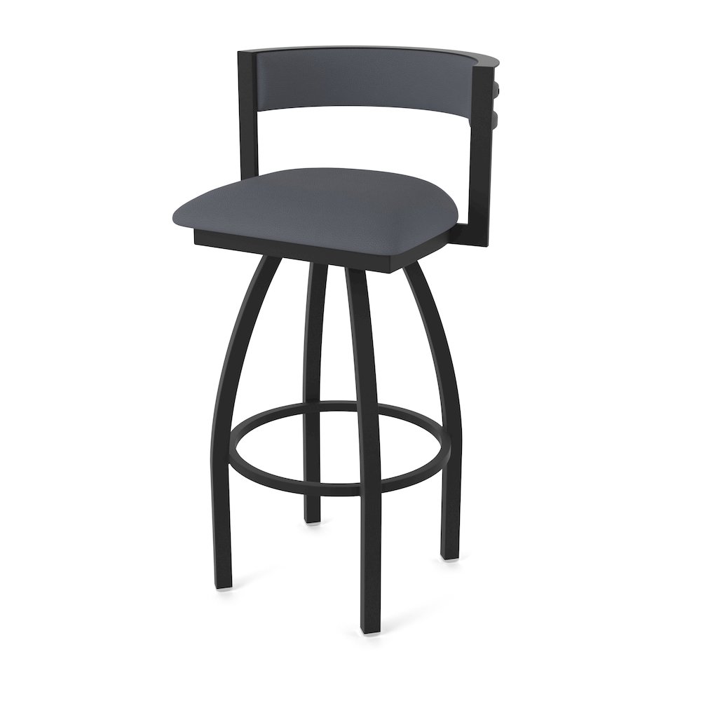 Swivel Counter Stool with Black Wrinkle Finish and Canter Storm Seat and Back. Picture 1