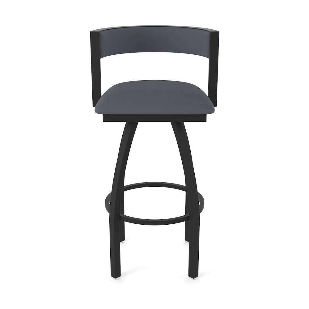 Swivel Counter Stool with Black Wrinkle Finish and Canter Storm Seat and Back. Picture 5