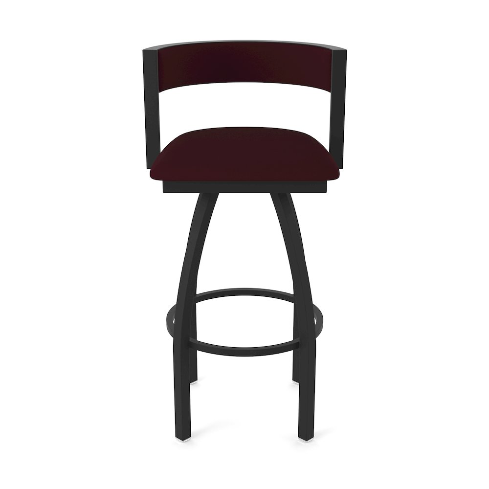 Swivel Counter Stool with Black Wrinkle Finish and Canter Bordeaux Seat and Back. Picture 5