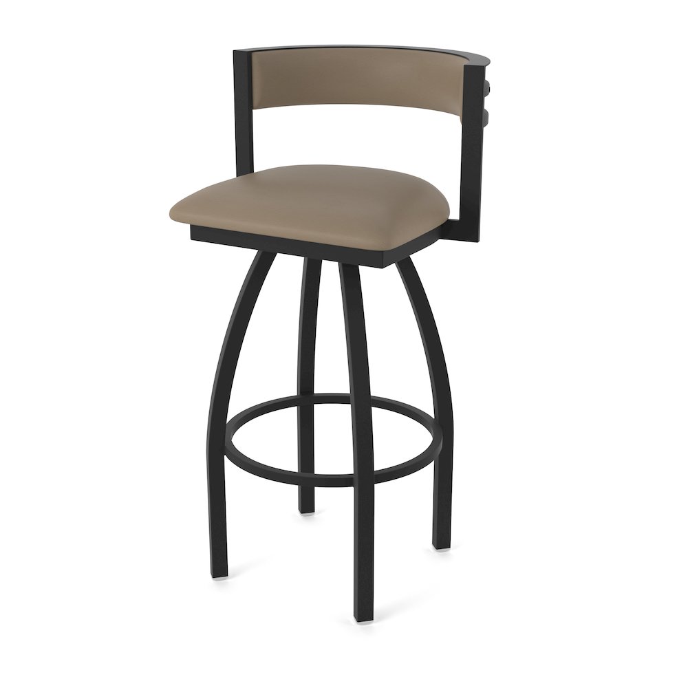 Swivel Counter Stool with Black Wrinkle Finish and Canter Earth Seat and Back. Picture 1