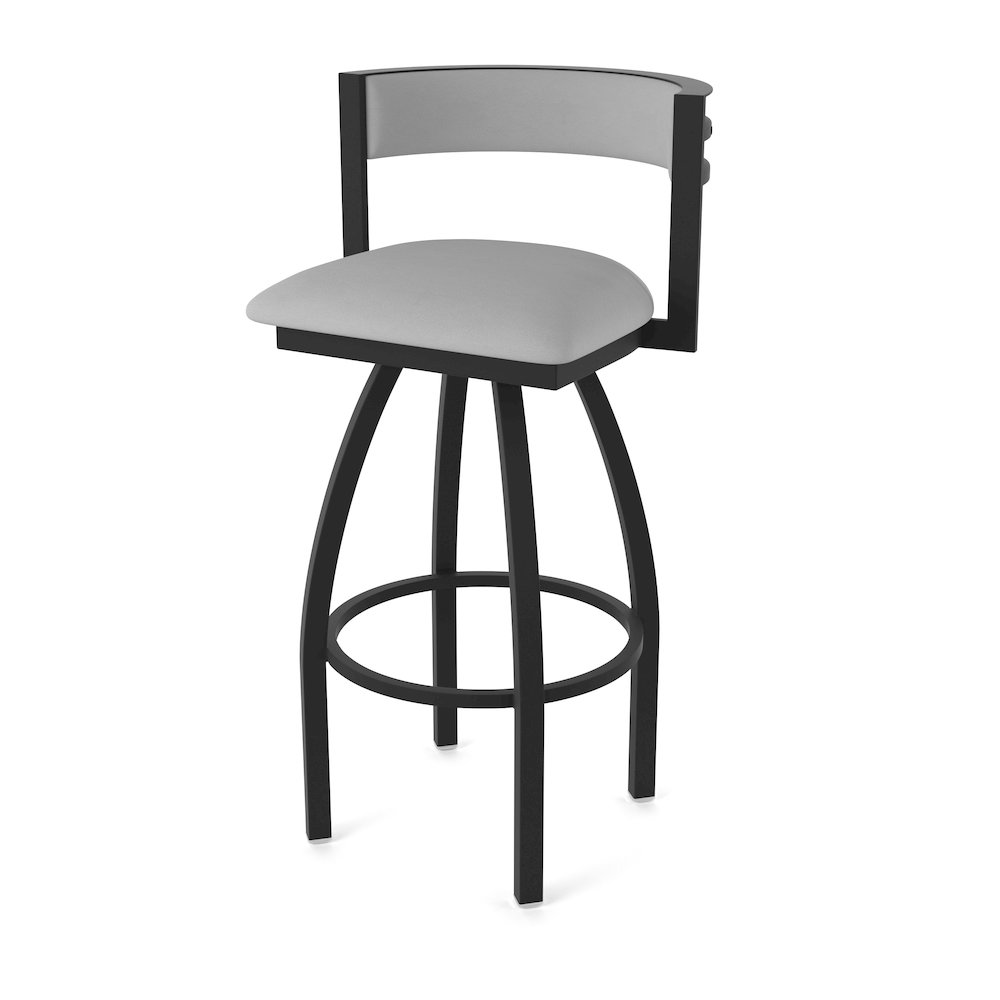 Swivel Counter Stool with Black Wrinkle Finish and Canter Folkstone Grey Seat. Picture 1