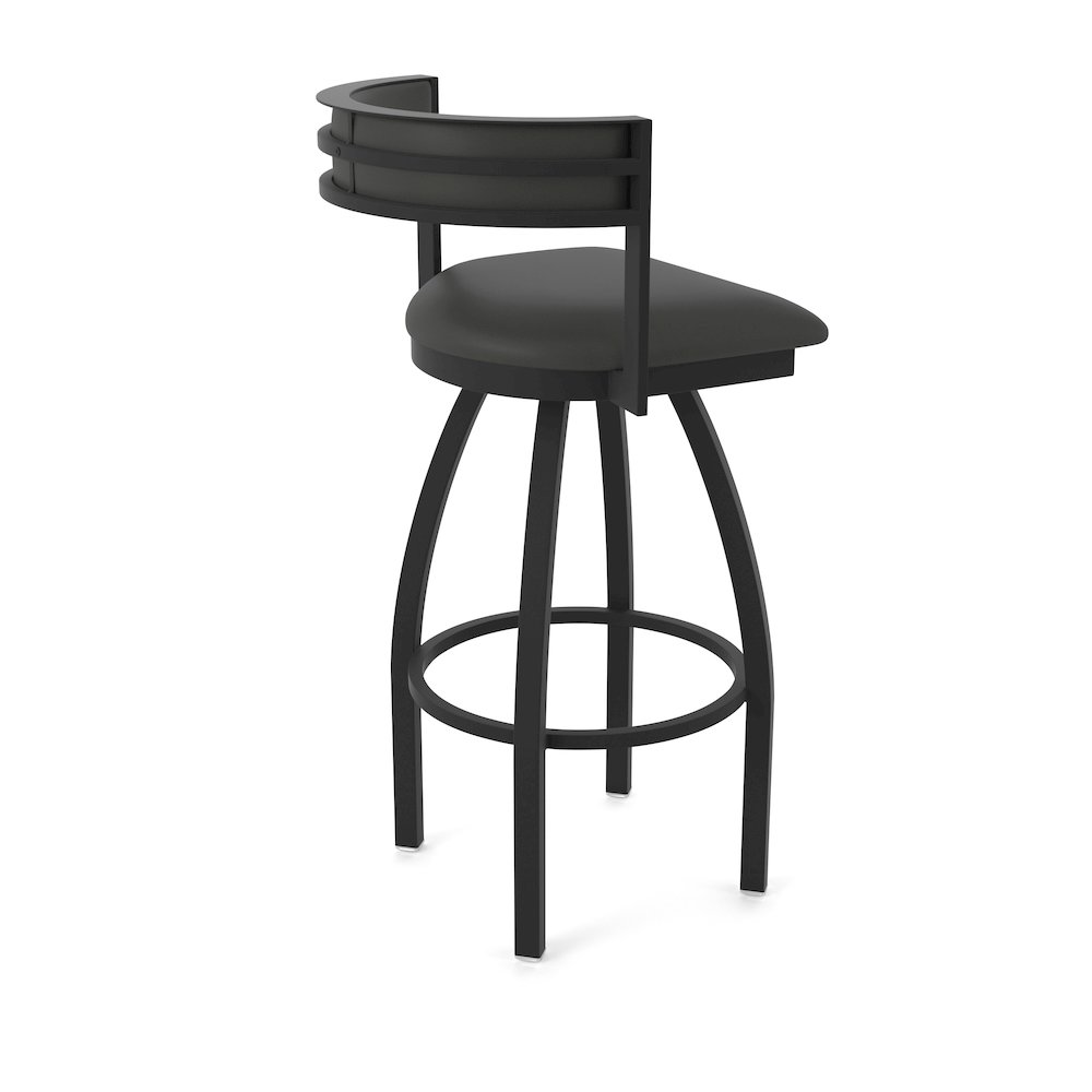 Swivel Counter Stool with Black Wrinkle Finish and Canter Iron Seat and Back. Picture 2
