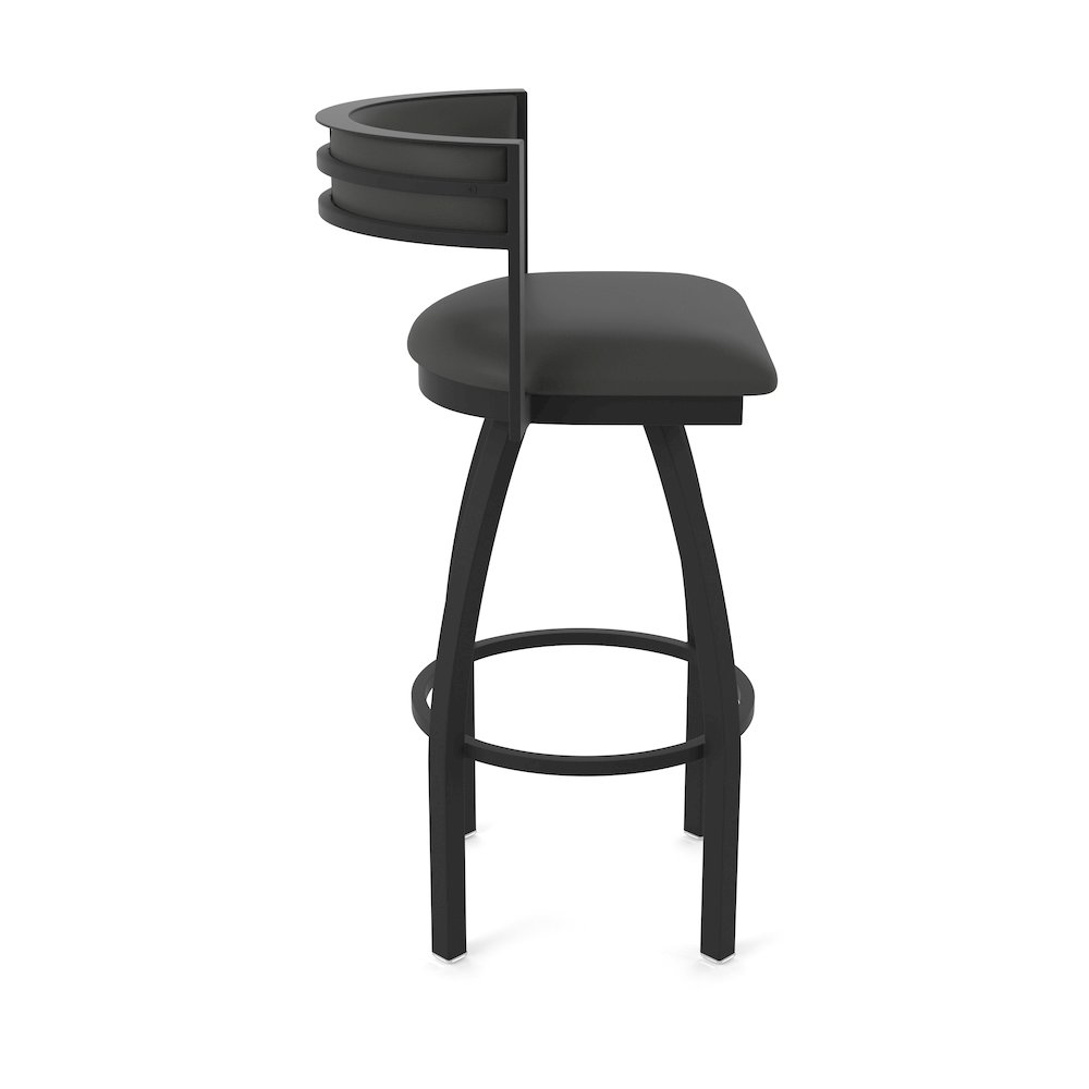 Swivel Counter Stool with Black Wrinkle Finish and Canter Iron Seat and Back. Picture 4