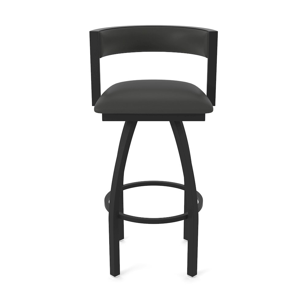 Swivel Counter Stool with Black Wrinkle Finish and Canter Iron Seat and Back. Picture 5