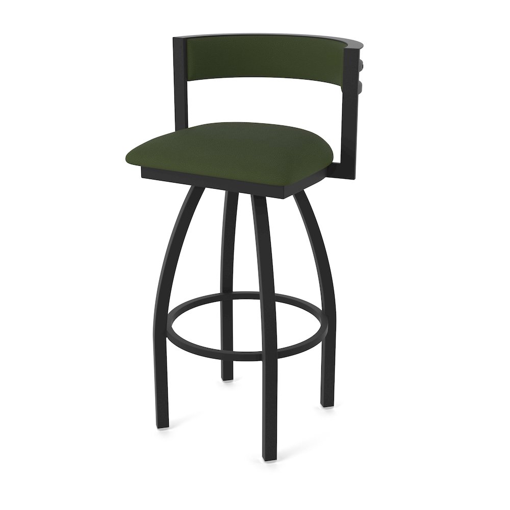 Swivel Counter Stool with Black Wrinkle Finish and Canter Pine Seat and Back. Picture 1