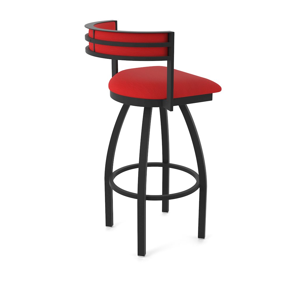 Swivel Counter Stool with Black Wrinkle Finish and Canter Red Seat and Back. Picture 2