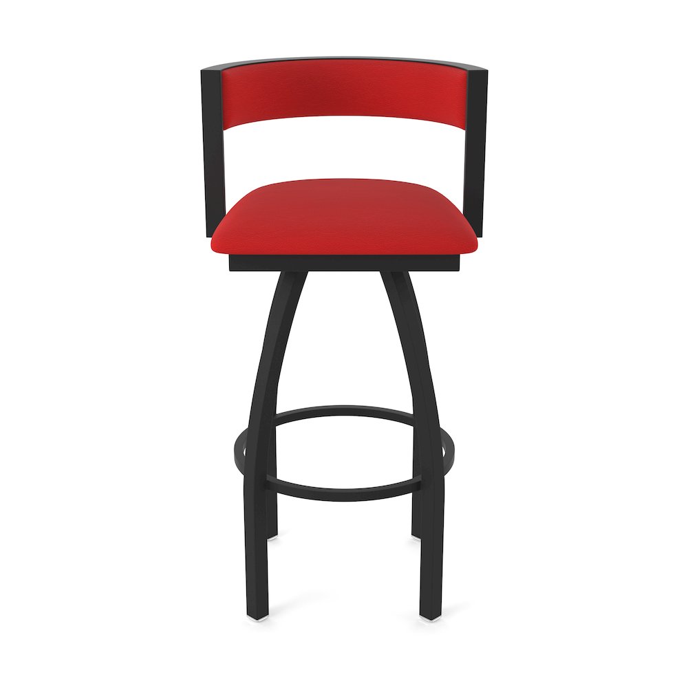 Swivel Counter Stool with Black Wrinkle Finish and Canter Red Seat and Back. Picture 5