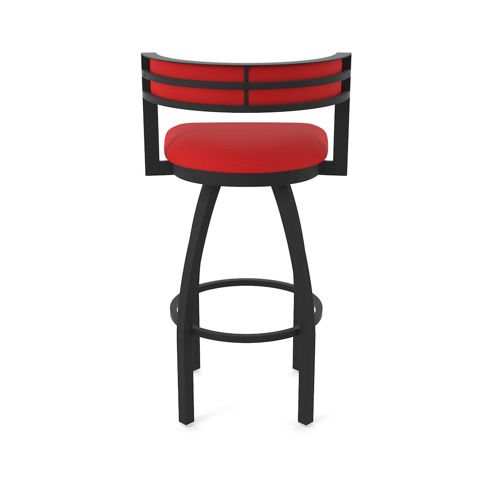 Swivel Counter Stool with Black Wrinkle Finish and Canter Red Seat and Back. Picture 6