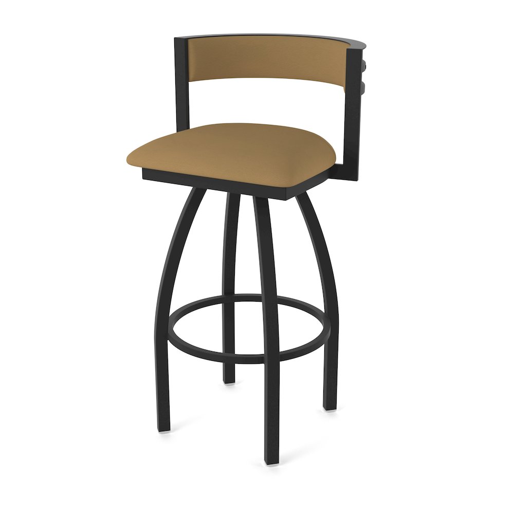 Swivel Counter Stool with Black Wrinkle Finish and Canter Saddle Seat and Back. Picture 1