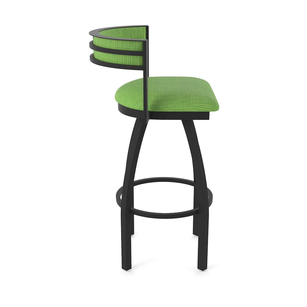 Swivel Counter Stool with Black Wrinkle Finish and Graph Parrot Seat and Back. Picture 4