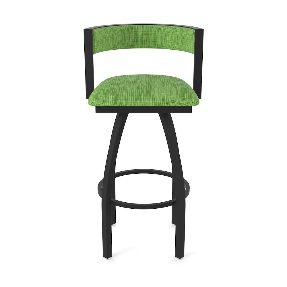 Swivel Counter Stool with Black Wrinkle Finish and Graph Parrot Seat and Back. Picture 5