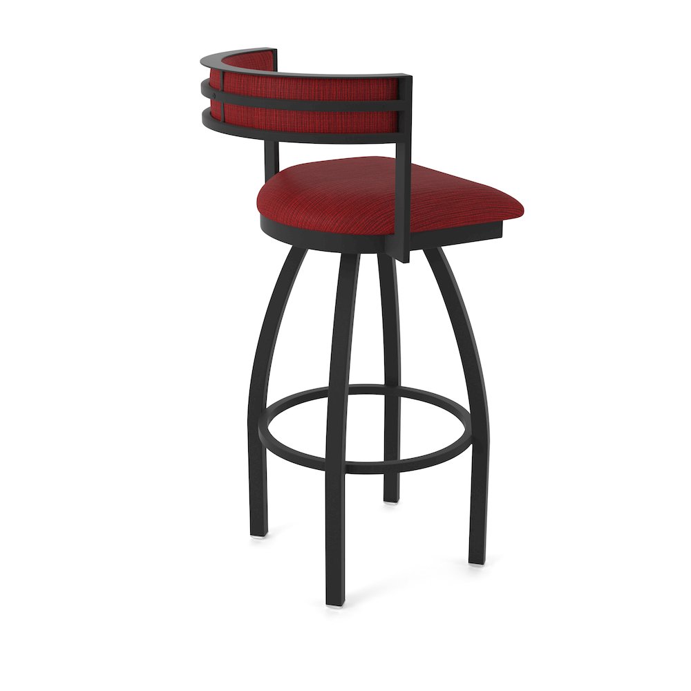 Swivel Counter Stool with Black Wrinkle Finish and Graph Ruby Seat and Back. Picture 2