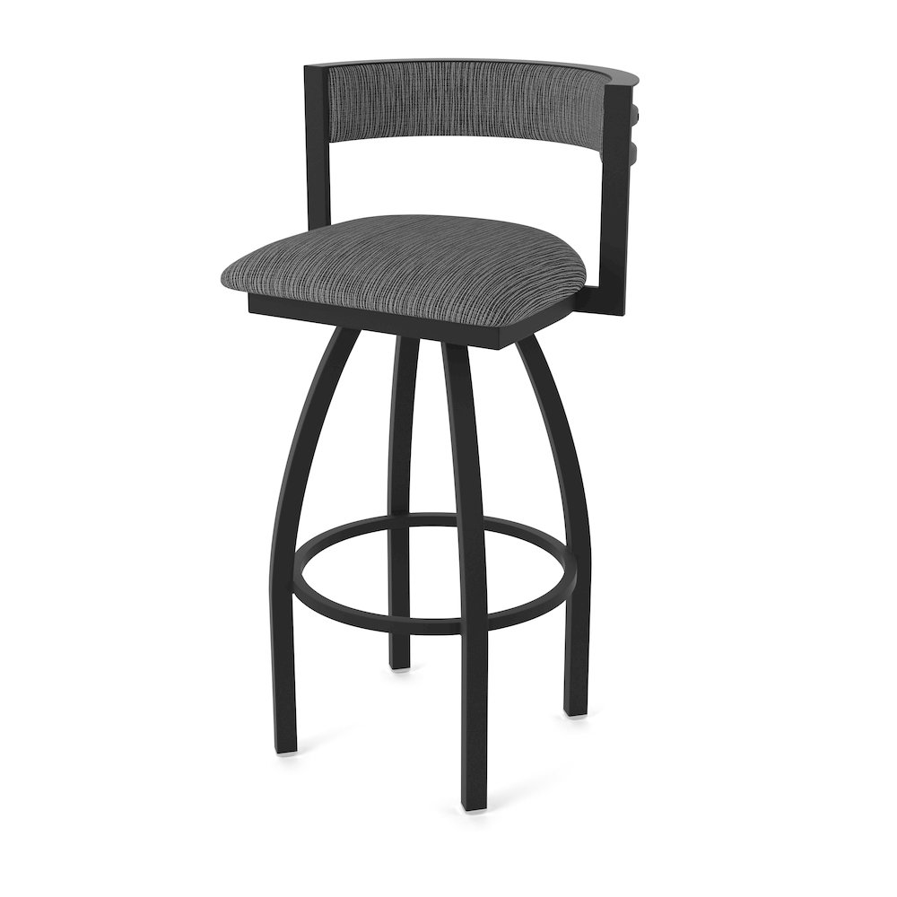 Swivel Counter Stool with Black Wrinkle Finish and Graph Coal Seat and Back. Picture 1