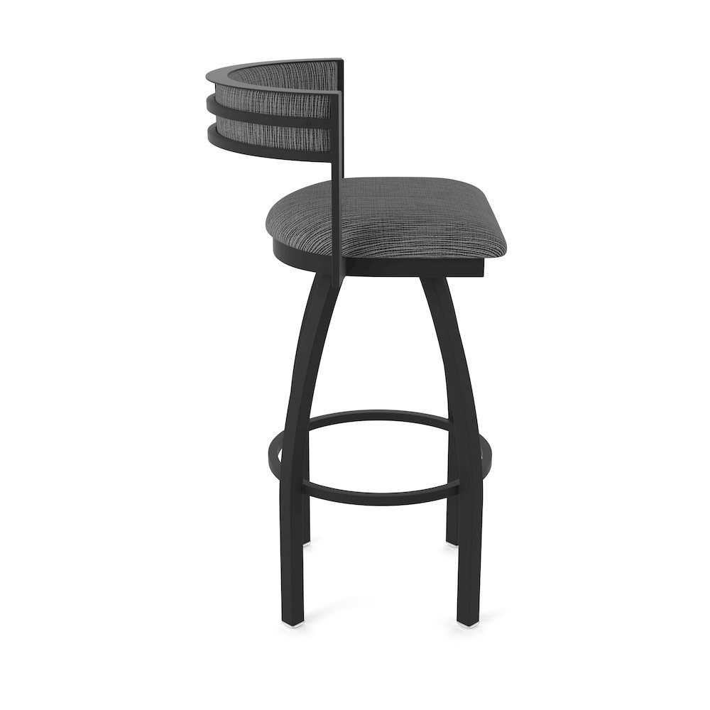 Swivel Counter Stool with Black Wrinkle Finish and Graph Coal Seat and Back. Picture 4