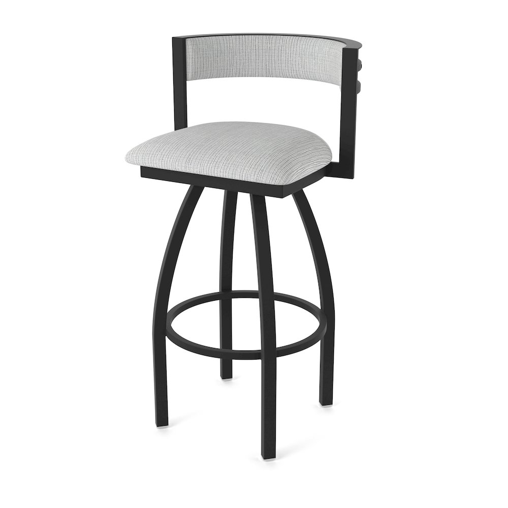 Swivel Counter Stool with Black Wrinkle Finish and Graph Alpine Seat and Back. Picture 1