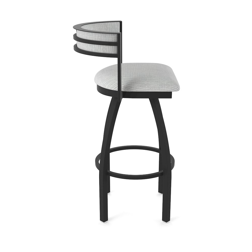Swivel Counter Stool with Black Wrinkle Finish and Graph Alpine Seat and Back. Picture 4