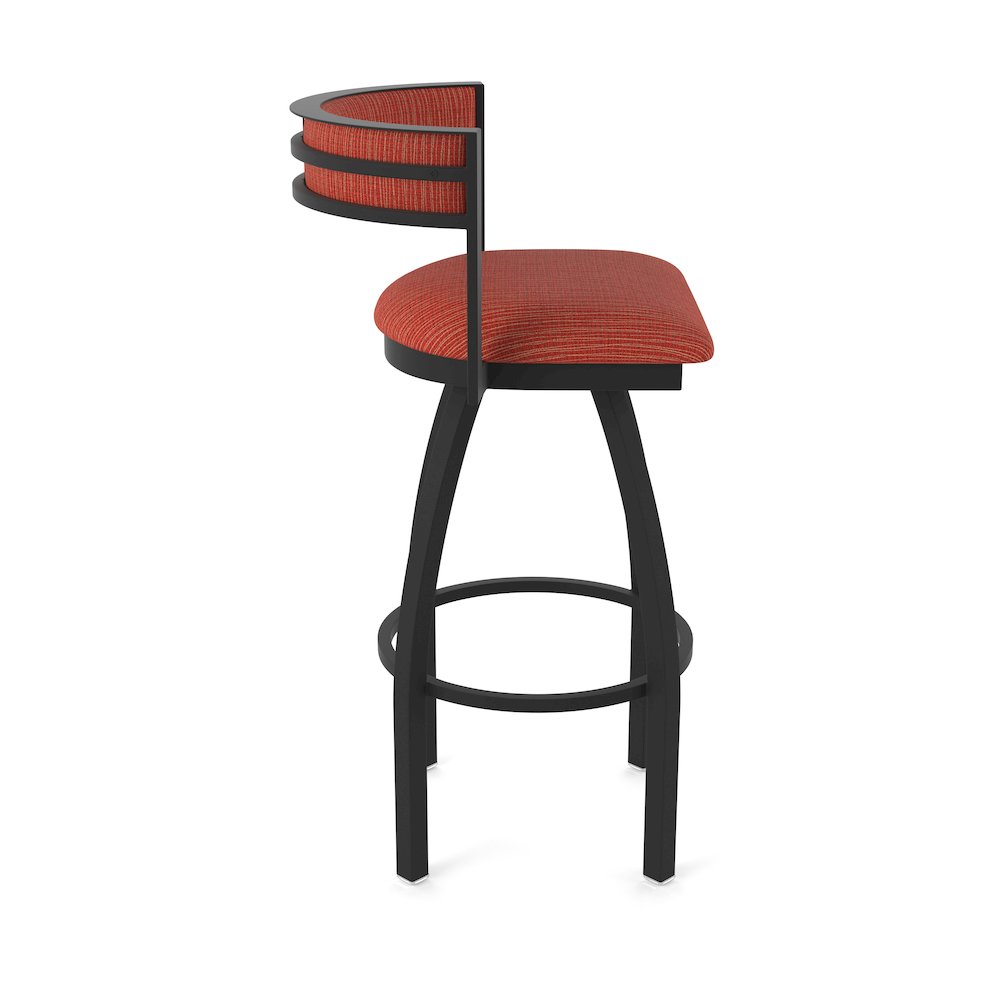 Swivel Counter Stool with Black Wrinkle Finish and Graph Poppy Seat and Back. Picture 4