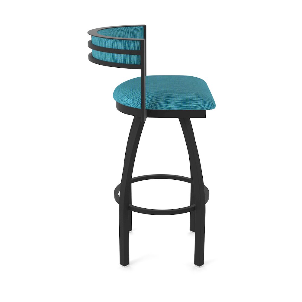 Swivel Counter Stool with Black Wrinkle Finish and Graph Tidal Seat and Back. Picture 4