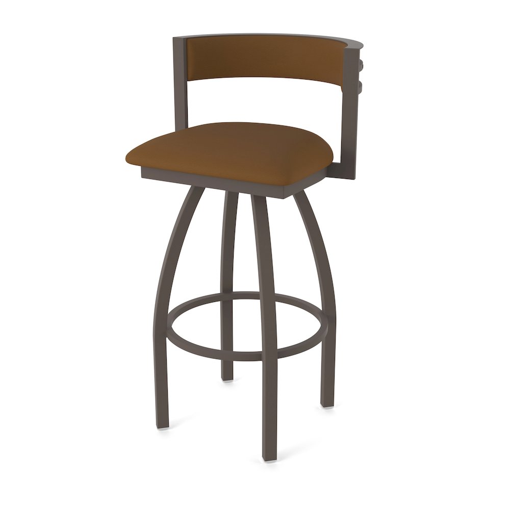 Swivel Counter Stool with Bronze Finish and Canter Thatch Seat and Back. Picture 1