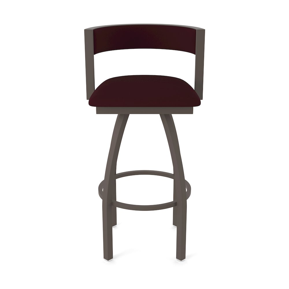 Swivel Counter Stool with Bronze Finish and Canter Bordeaux Seat and Back. Picture 5