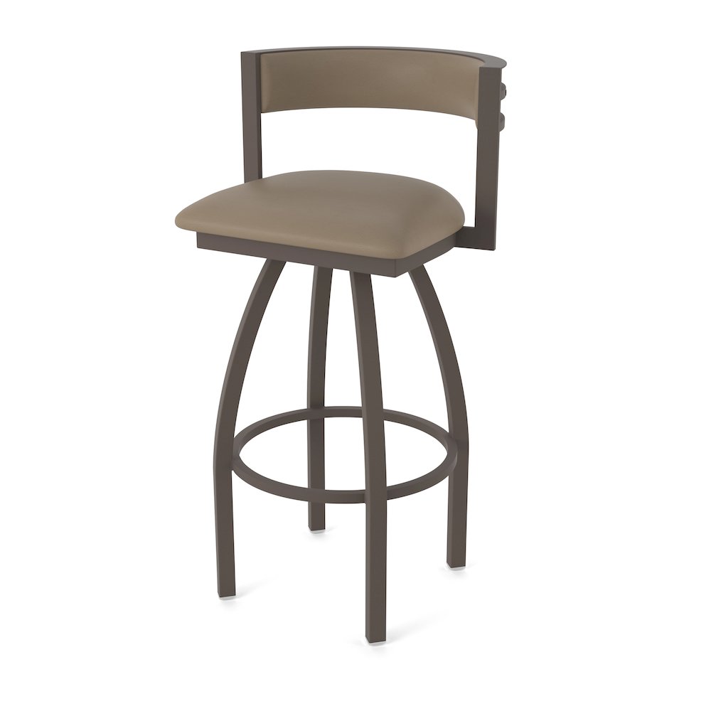 Swivel Counter Stool with Bronze Finish and Canter Earth Seat and Back. Picture 1