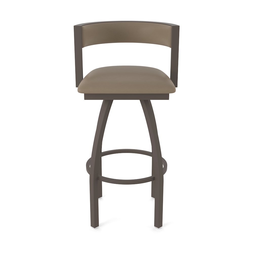 Swivel Counter Stool with Bronze Finish and Canter Earth Seat and Back. Picture 5