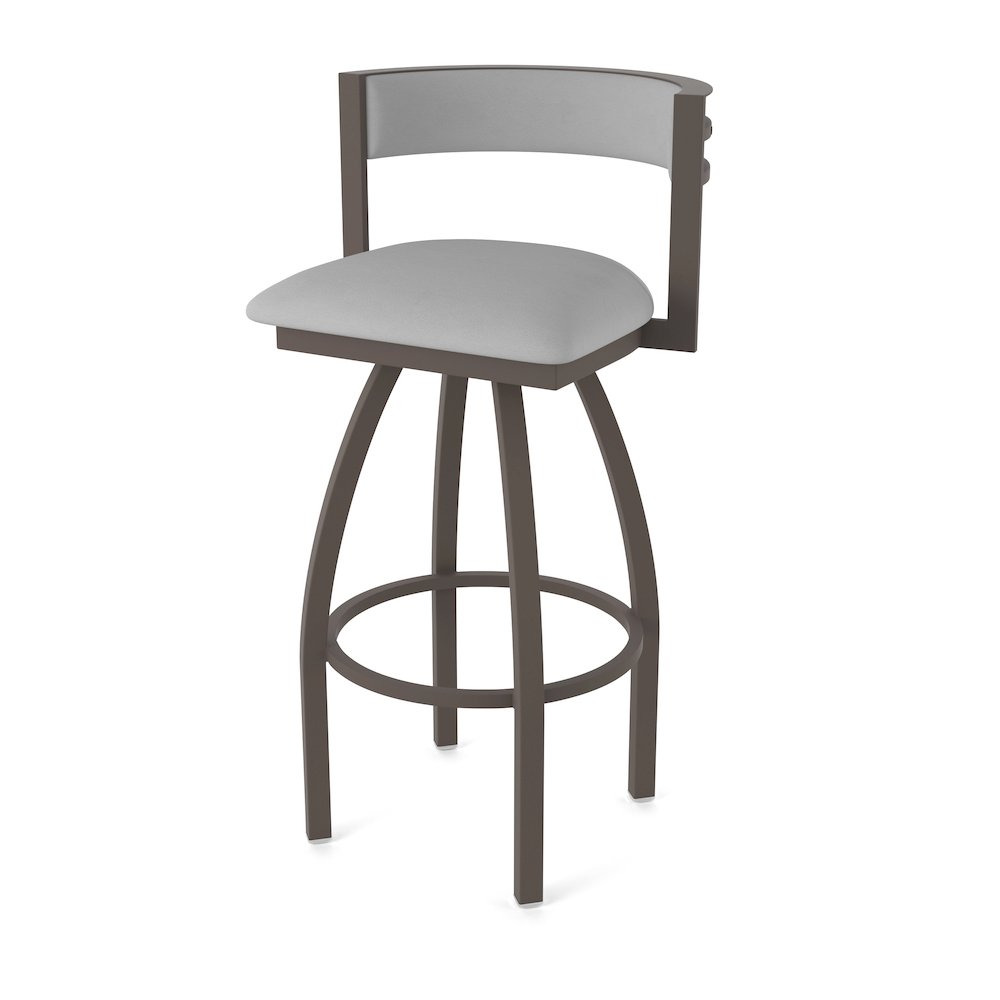 Swivel Counter Stool with Bronze Finish and Canter Folkstone Grey Seat and Back. Picture 1