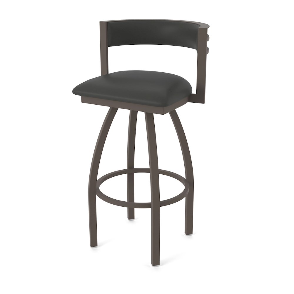 Swivel Counter Stool with Bronze Finish and Canter Iron Seat and Back. Picture 1