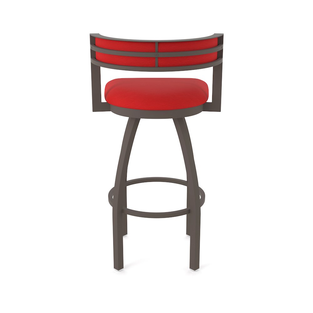 Swivel Counter Stool with Bronze Finish and Canter Red Seat and Back. Picture 6