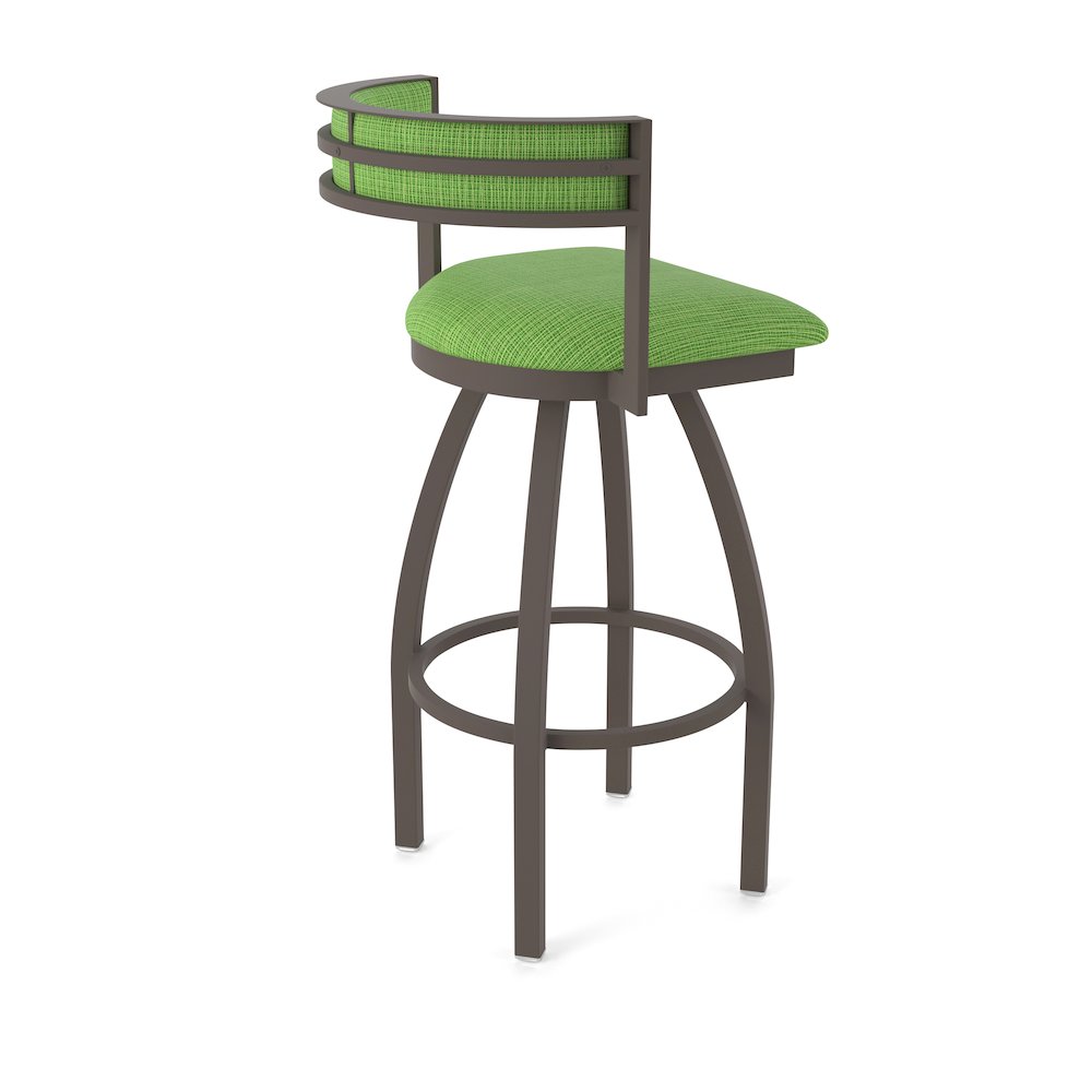 Swivel Counter Stool with Bronze Finish and Graph Parrot Seat and Back. Picture 2