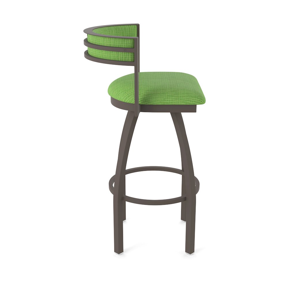 Swivel Counter Stool with Bronze Finish and Graph Parrot Seat and Back. Picture 4