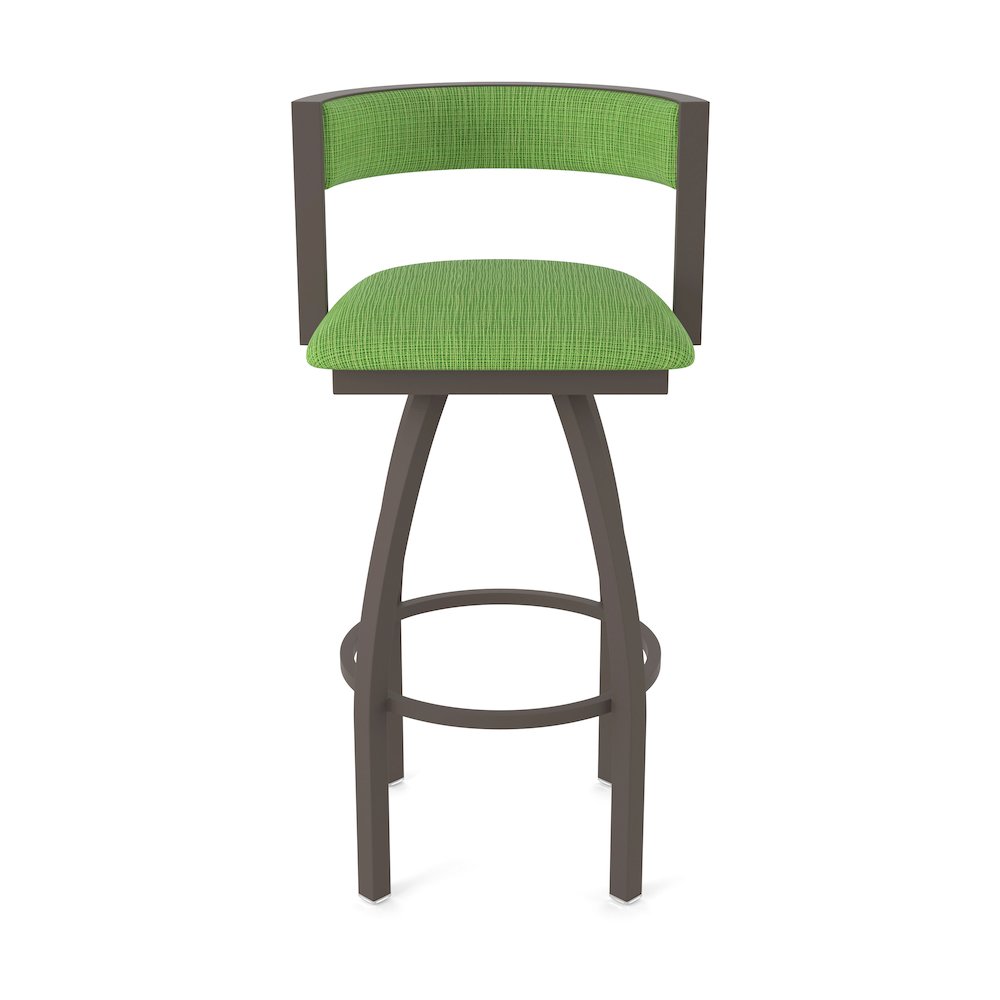 Swivel Counter Stool with Bronze Finish and Graph Parrot Seat and Back. Picture 5
