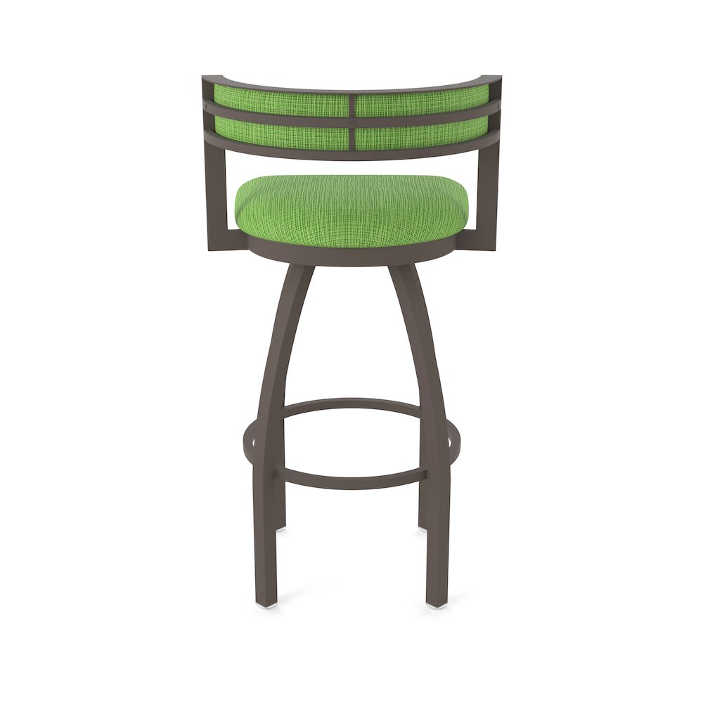 Swivel Counter Stool with Bronze Finish and Graph Parrot Seat and Back. Picture 6
