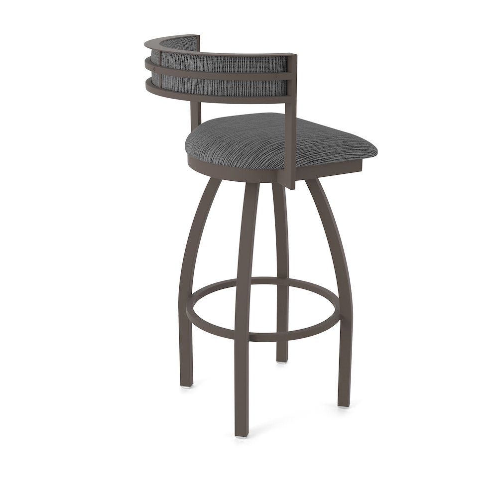 Swivel Counter Stool with Bronze Finish and Graph Coal Seat and Back. Picture 2