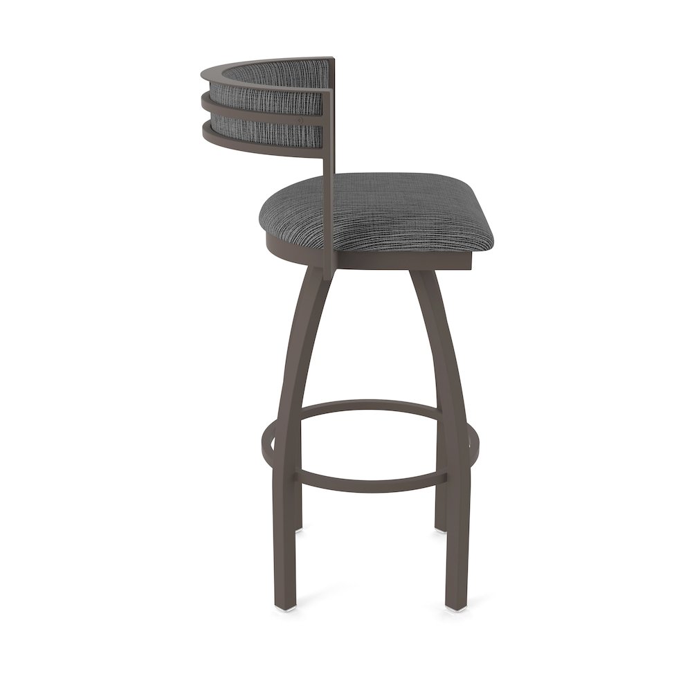 Swivel Counter Stool with Bronze Finish and Graph Coal Seat and Back. Picture 4