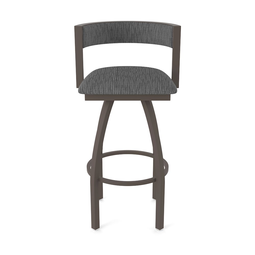 Swivel Counter Stool with Bronze Finish and Graph Coal Seat and Back. Picture 5