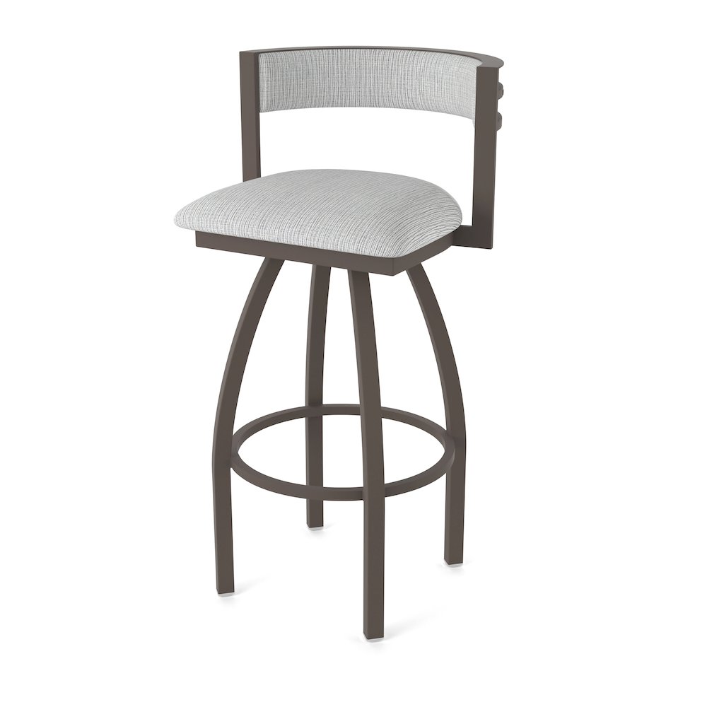 Swivel Counter Stool with Bronze Finish and Graph Alpine Seat and Back. Picture 1