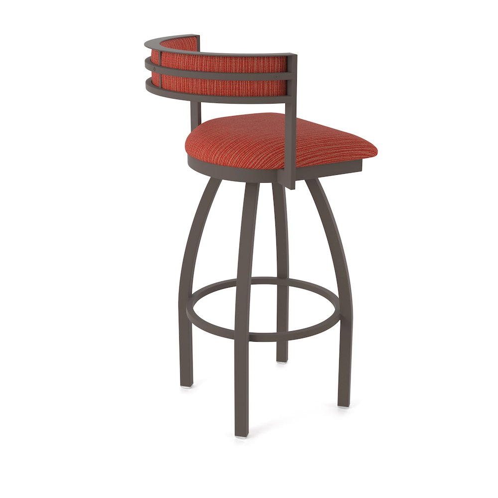 Swivel Counter Stool with Bronze Finish and Graph Poppy Seat and Back. Picture 2