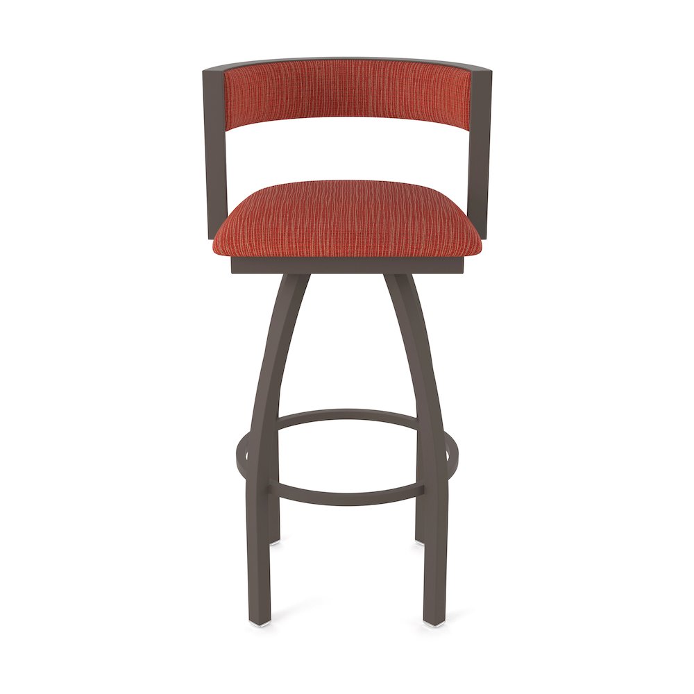 Swivel Counter Stool with Bronze Finish and Graph Poppy Seat and Back. Picture 5