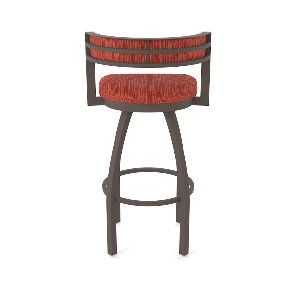 Swivel Counter Stool with Bronze Finish and Graph Poppy Seat and Back. Picture 6